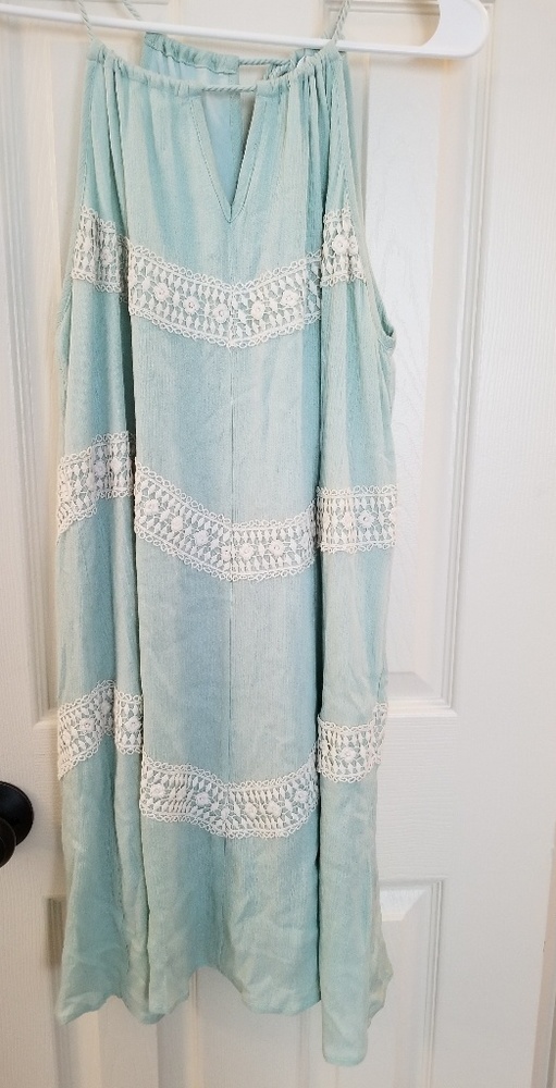 Andree Blue shabby chic mint green shift dress